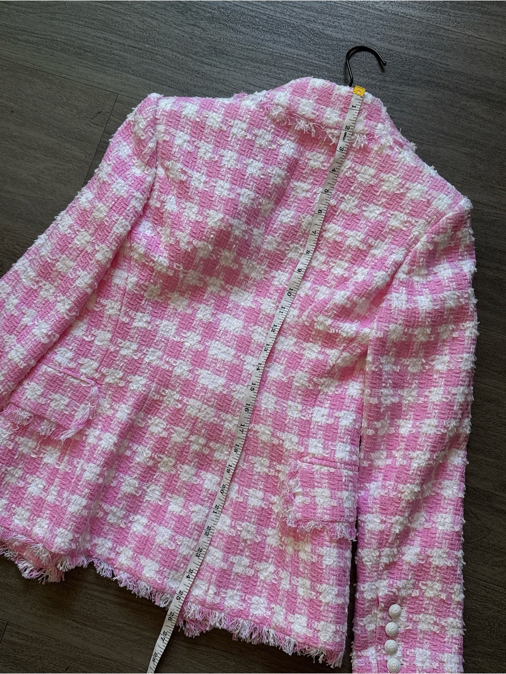 Balmain Pink & White Tweed Double-Breasted Blazer - Picture 7 of 8